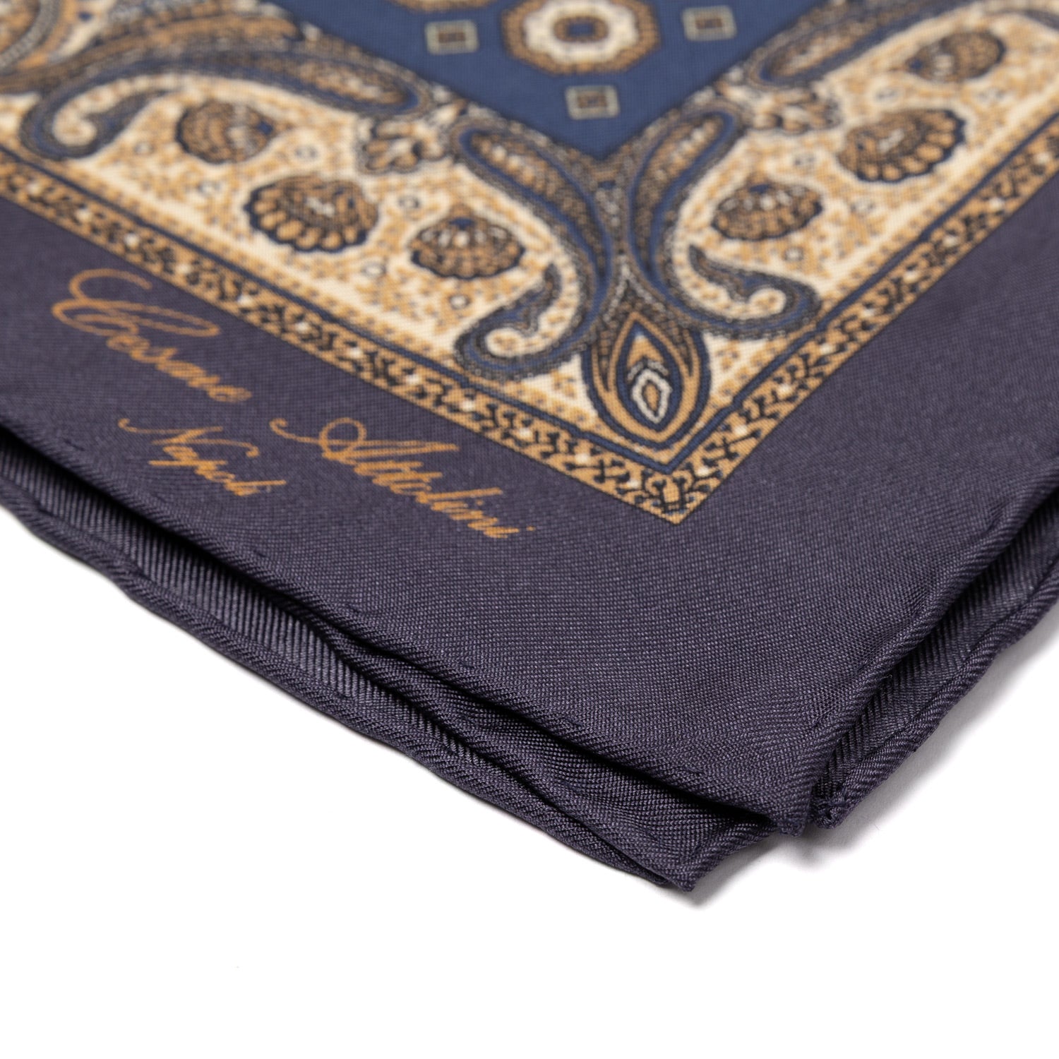 Handkerchief "Medaglioni e Turco" made of pure Silk - Hand-rolled